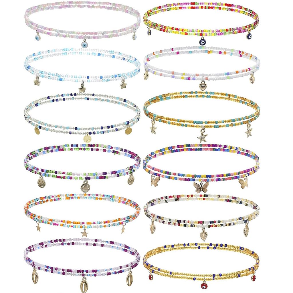 PALAY 12Pcs Waist Chain for Women Bohemian Color Beaded Body Chains Elastic Layered Belly Beads Hip Chain for Saree, Crop Tops, Bikinis Accessories - 43.3in PALAY 12Pcs Waist Chain for Women Bohemian Color Beaded Body Chains Elastic Layered Belly Beads Hip Chain for Saree, Crop Tops, Bikinis Accessories - 43.3in